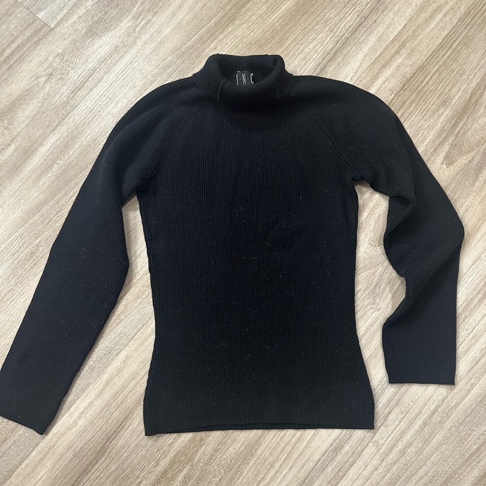 INC International Concepts Women's Classic Black Turtleneck Sweater